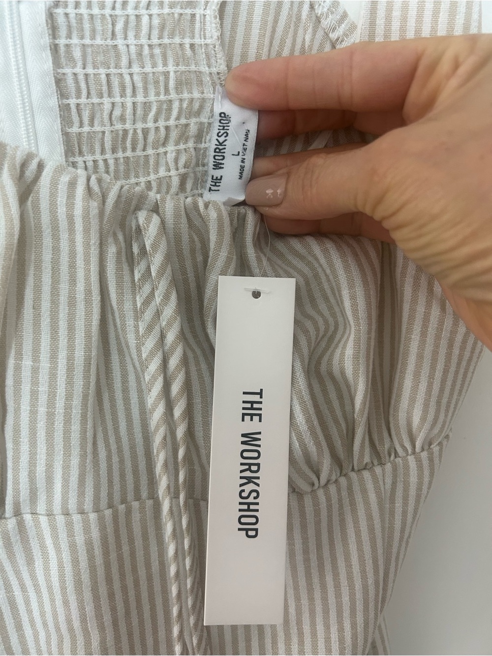 Workshop Republic Clothing Cream Midi Dress with Smocked Back - Picture 2 of 2